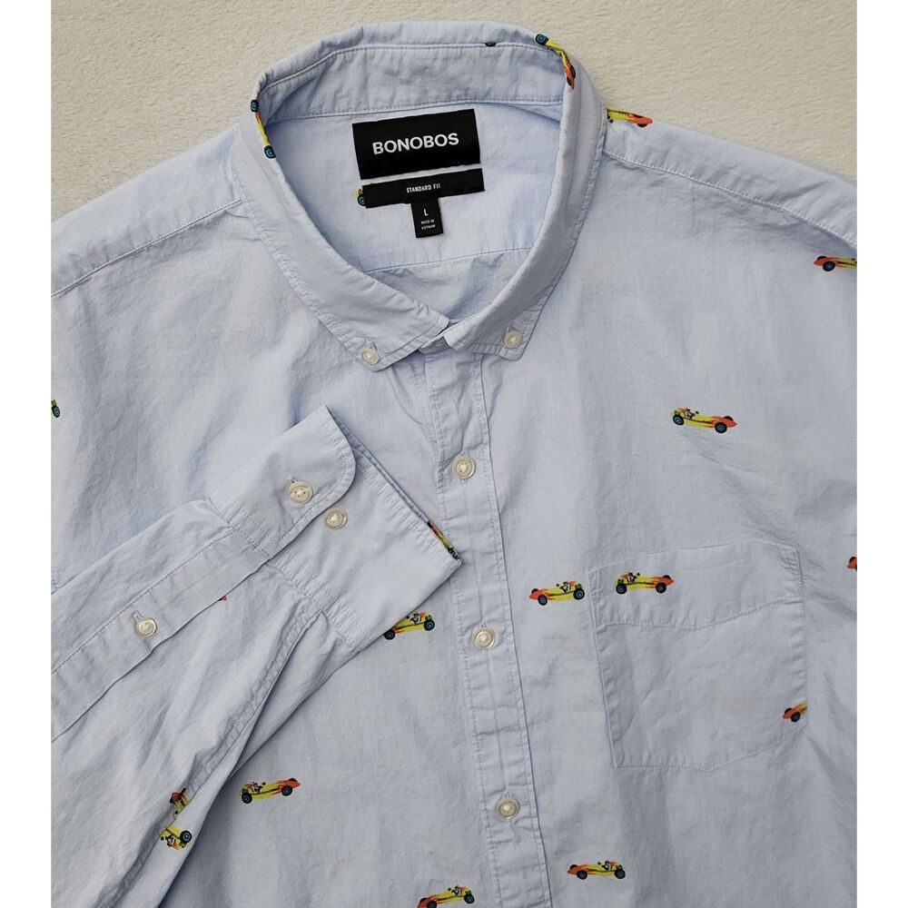 Bonobos Mens Washed Button Down Shirt Standard Fit LS Toy Racer Inferno Large